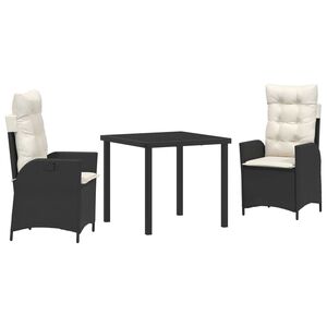 vidaXL Ensemble de salle &agrave; manger pour jardin 3 pc Noir polyrotin