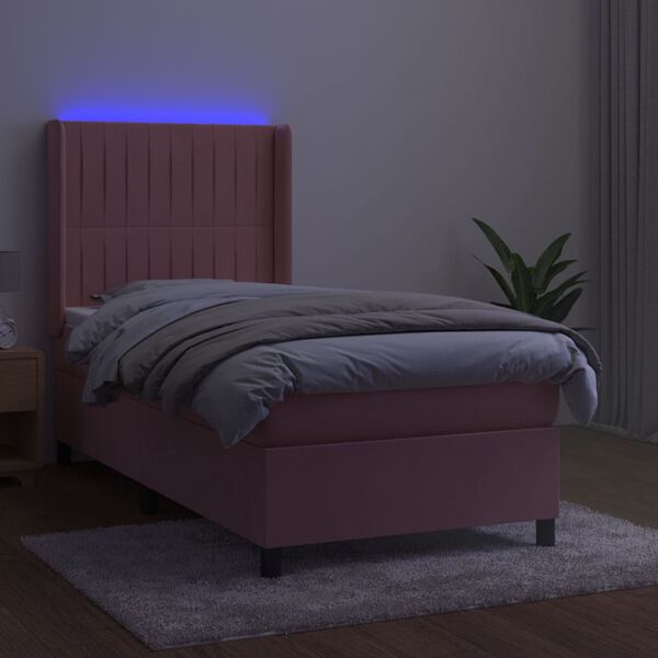 vidaXL Sommier &agrave; lattes de lit matelas et LED Rose 80x200 cm Velours