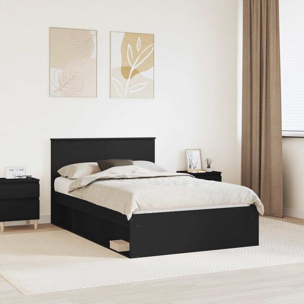 vidaXL Cadre de lit Noir 135 x 190 cm Bois d'ing&eacute;nierie
