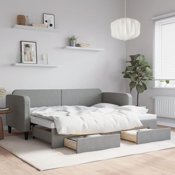 vidaXL Lit de jour avec gigogne et tiroirs sans matelas 80x200 cm
