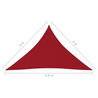 vidaXL Voile de parasol Tissu Oxford triangulaire 4x4x5,8 m Rouge