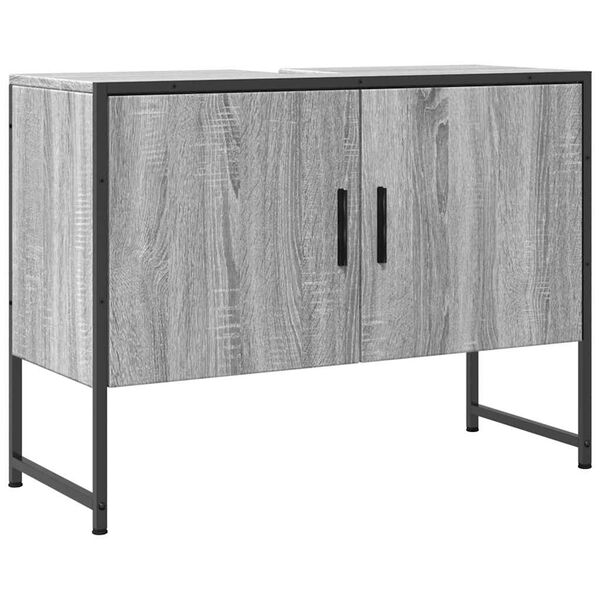 vidaXL Armoire lavabo de salle de bain sonoma gris bois d'ing&eacute;nierie