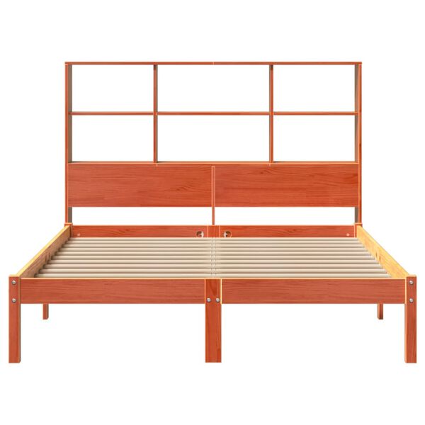 vidaXL Lit biblioth&egrave;que sans matelas cire marron 140x200 cm pin massif