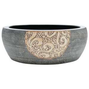 vidaXL Vasque &agrave; poser noir et marron rond &Phi;41x14 cm c&eacute;ramique