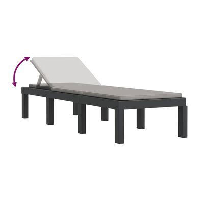 vidaXL Salon de jardin 3 pcs avec coussins anthracite PP