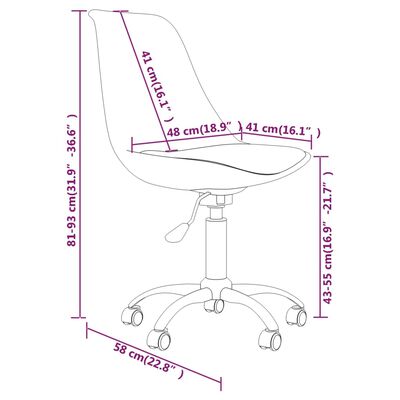 vidaXL Chaises pivotantes à manger lot de 2 Noir Tissu