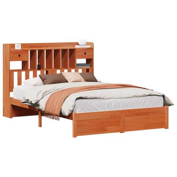 vidaXL Cadre de lit biblioth&egrave;que 2 pcs Cire marron 200 x 160 cm