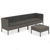 vidaXL Salon de jardin 5 pcs avec coussins r&eacute;sine tress&eacute;e gris
