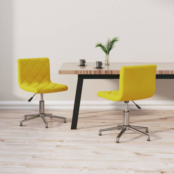 vidaXL Chaises &agrave; manger pivotantes lot de 2 jaune moutarde velours