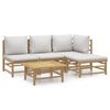 vidaXL Salon de jardin 5 pcs avec coussins gris clair bambou
