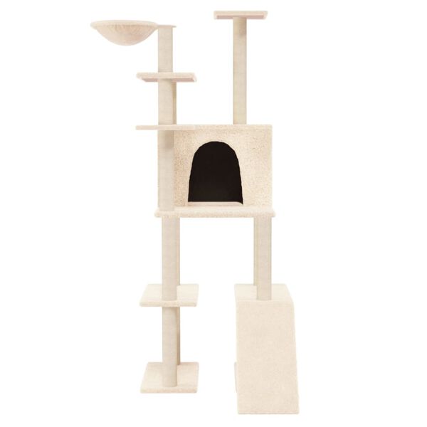 vidaXL Arbre &agrave; chat avec griffoirs en sisal Cr&egrave;me 166 cm