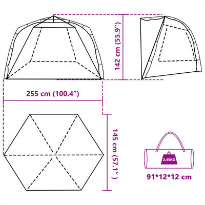 vidaXL Tente de plage 3 personnes libération rapide imperméable