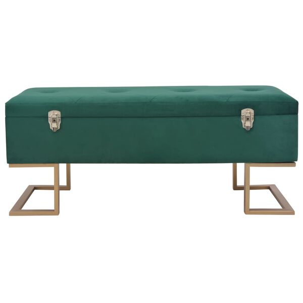 vidaXL Banc avec compartiment de rangement 105 cm Vert Velours