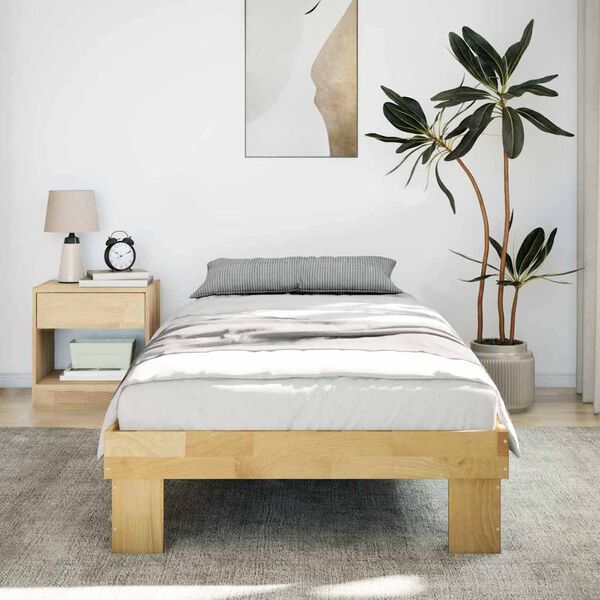 vidaXL Cadre de lit sans matelas 75x190 cm bois massif de chêne