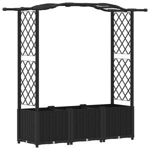 vidaXL Lit &Eacute;lev&eacute; avec Treillis et Toit Noir 164 x 40 x 138 cm PP