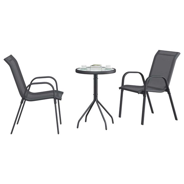 vidaXL Ensemble bistro de jardin 3 pcs Gris Acier