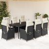 vidaXL Ensemble &agrave; manger de jardin 9pcs coussins noir r&eacute;sine tress&eacute;e