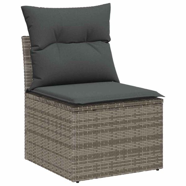 vidaXL Ensemble de canapé de jardin avec coussin 9 pcs Gris Poly rotin