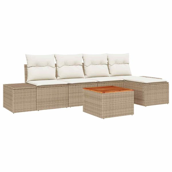 vidaXL Ensemble de canap&eacute; de jardin 6 pcs Beige et cr&egrave;me polyrotin