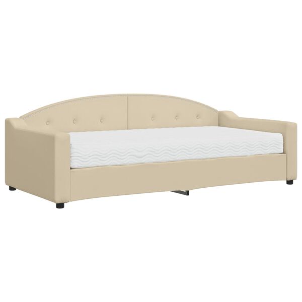 vidaXL Lit de jour avec matelas cr&egrave;me 90x200 cm tissu