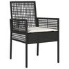 vidaXL Ensemble de salle &agrave; manger pour jardin 3 pcs Noir polyrotin