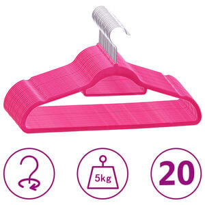 vidaXL Cintres antid&eacute;rapants 20 pcs Rose Velours