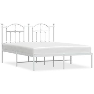 vidaXL Cadre de lit m&eacute;tal sans matelas et t&ecirc;te de lit blanc 140x200 cm
