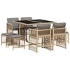 vidaXL Ensemble &agrave; manger de jardin et coussins 9 pcs m&eacute;lange beige