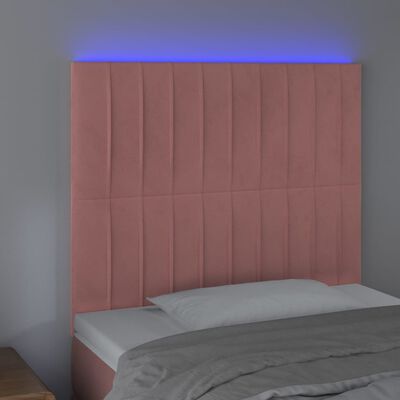 vidaXL Tête de lit à LED Rose 100x5x118/128 cm Velours