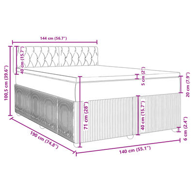 vidaXL Sommier à lattes de lit avec matelas Crème 140x190 cm Tissu