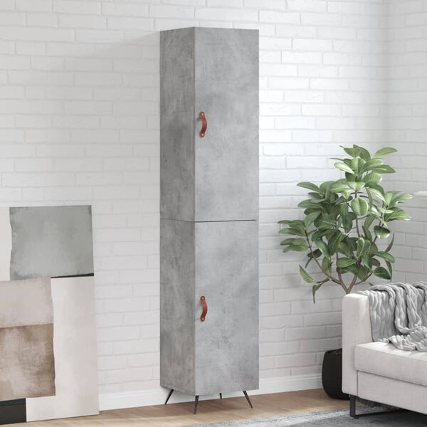 vidaXL Buffet haut Gris b&eacute;ton 34,5x34x180 cm Bois d'ing&eacute;nierie