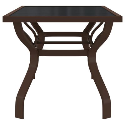 vidaXL Table de jardin Marron et noir 180x80x70 cm Acier et verre