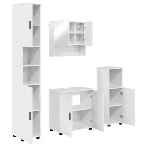 vidaXL Ensemble de mobilier de salle de bain 4 pc Blanc brillant