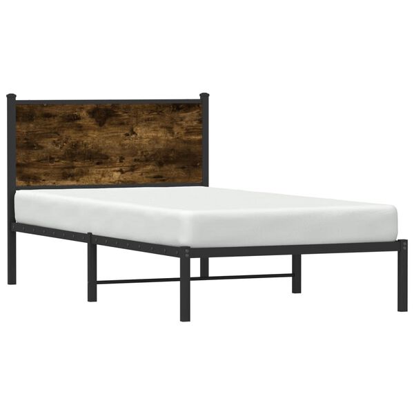 vidaXL Cadre de lit en m&eacute;tal sans matelas ch&ecirc;ne fum&eacute; 100x190 cm