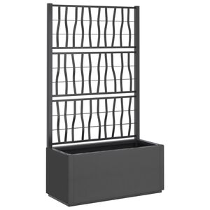 vidaXL Jardini&egrave;re avec treillis gris fonc&eacute; 80x36x140 cm PP