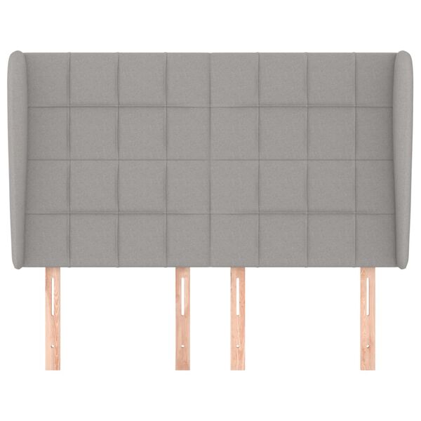 vidaXL T&ecirc;te de lit avec oreilles Gris clair 147x23x118/128 cm Tissu