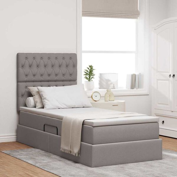 vidaXL Lit avec rangement et LED avec LED Taupe 90 x 190 cm Polyester