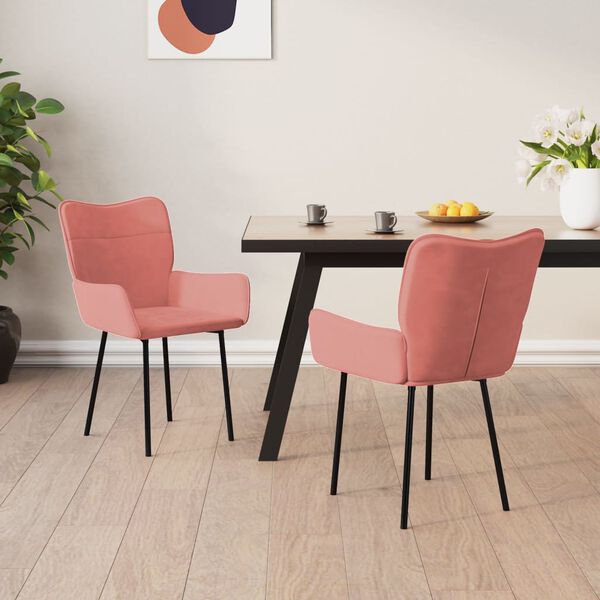 vidaXL Chaises &agrave; manger lot de 2 Rose Velours