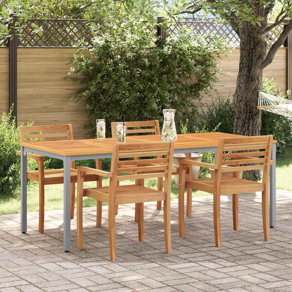 vidaXL Table de jardin Naturel et gris 200 x 90 x 75 cm