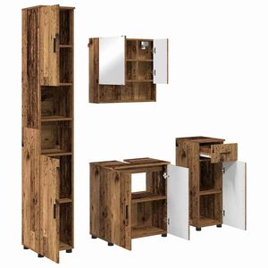vidaXL Ensemble de mobilier de salle de bain 4 pc Bois Ancien