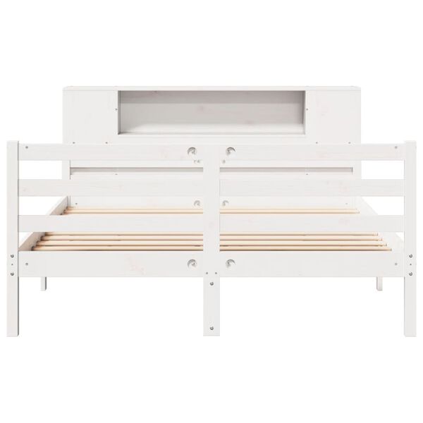 vidaXL Lit biblioth&egrave;que sans matelas blanc 150x200 cm bois pin massif
