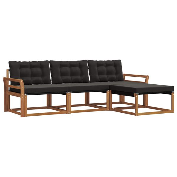 vidaXL Ensemble de canap&eacute;s d'ext&eacute;rieur 4 pcs Naturel et Noir