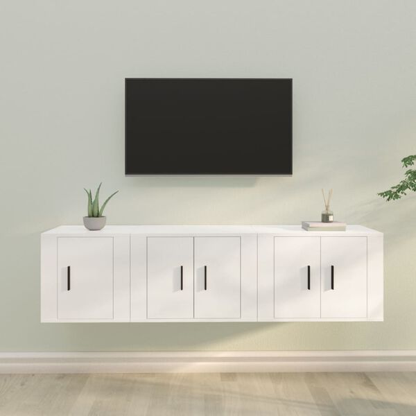 vidaXL Ensemble de meubles TV 3 pcs Blanc Bois d'ing&eacute;nierie