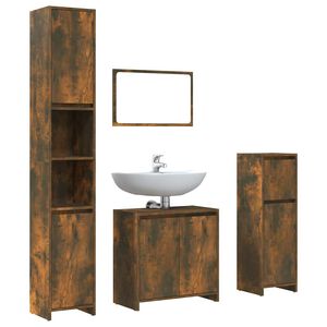 vidaXL Ensemble de meubles de salle de bain 4 pcs Ch&ecirc;ne fum&eacute; Bois