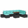 vidaXL Ensemble de canap&eacute; de jardin 9 pc Noir et Sarcelle