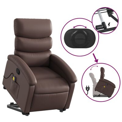 vidaXL Fauteuil inclinable de massage Marron Similicuir