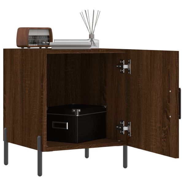 vidaXL Tables de chevet 2pcs ch&ecirc;ne marron 40x40x50cm bois d'ing&eacute;nierie