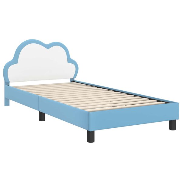 vidaXL Cadre de lit avec t&ecirc;te de lit Bleu 90 x 190 cm PU
