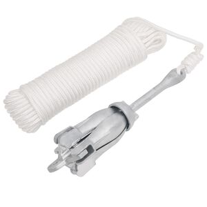 vidaXL Ancre pliable avec corde argent&eacute; 3,2 kg fer mall&eacute;able