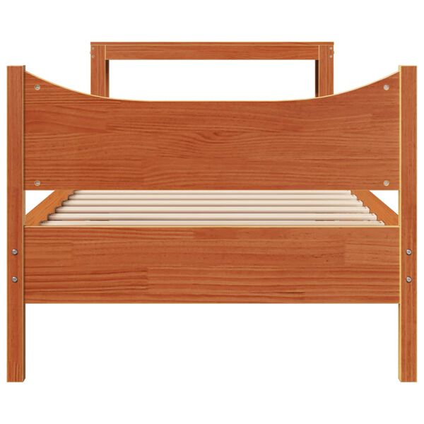 vidaXL Cadre de lit avec t&ecirc;te de lit cire marron 75x190 cm bois de pin